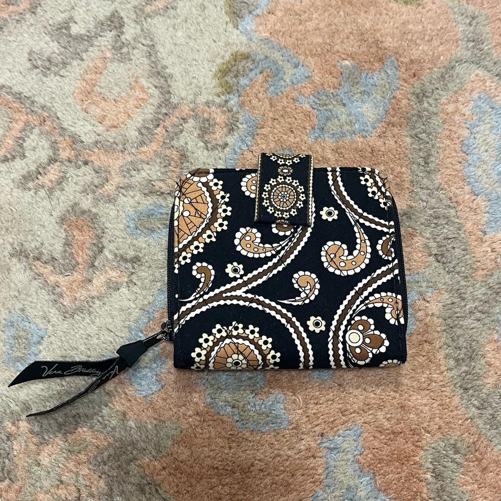 Vera Bradley Retired Cafe Latte Print Mini Zip Wallet ☕️🤎